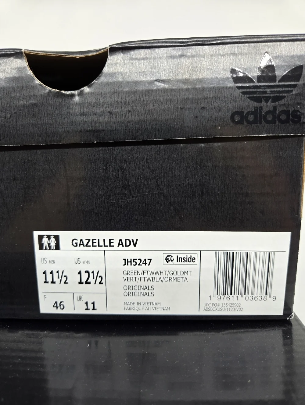 adidas Men's Gazelle ADV JH5247 Green White Shoes Size 11.5 New